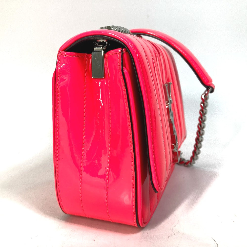 SAINT LAURENT PARIS 538439 YSL Vicky Small Chain Crossbody Shoulder Bag in Patent Leather, Pink
