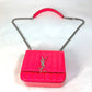 SAINT LAURENT PARIS 538439 YSL Vicky Small Chain Crossbody Shoulder Bag in Patent Leather, Pink