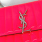 SAINT LAURENT PARIS 538439 YSL Vicky Small Chain Crossbody Shoulder Bag in Patent Leather, Pink