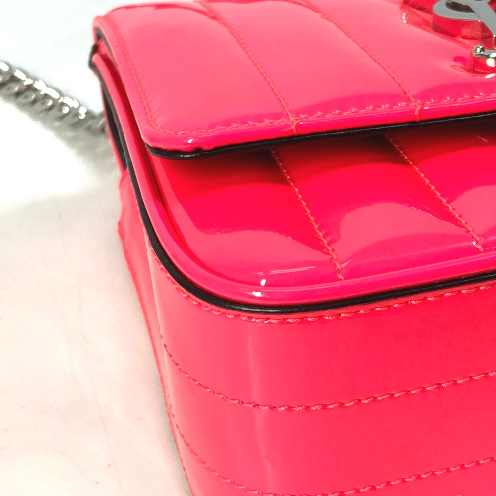 SAINT LAURENT PARIS 538439 YSL Vicky Small Chain Crossbody Shoulder Bag in Patent Leather, Pink