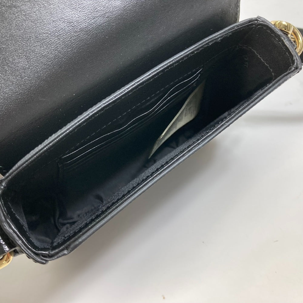 BURBERRY ロゴ ファスナーデザイン ポシェット カバン 斜め掛け ショルダーバッグ レザー レディース ブラック