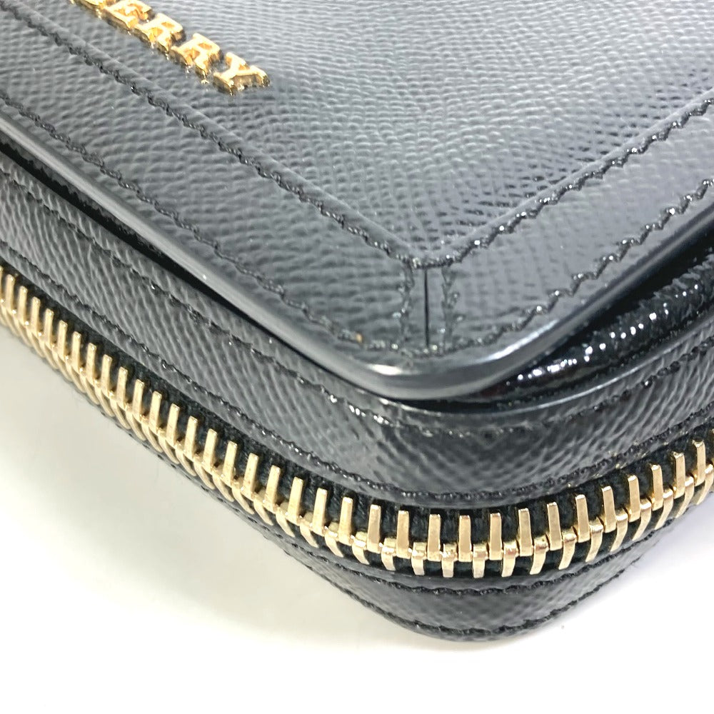 BURBERRY ロゴ ファスナーデザイン ポシェット カバン 斜め掛け ショルダーバッグ レザー レディース ブラック