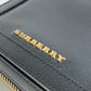 BURBERRY ロゴ ファスナーデザイン ポシェット カバン 斜め掛け ショルダーバッグ レザー レディース ブラック