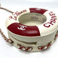 CHANEL AS0209 Coco Mark CC Round Small Chain Cruise Line Bag Pochette Shoulder Bag Lambskin Women's White/Red