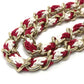 CHANEL AS0209 Coco Mark CC Round Small Chain Cruise Line Bag Pochette Shoulder Bag Lambskin Women's White/Red