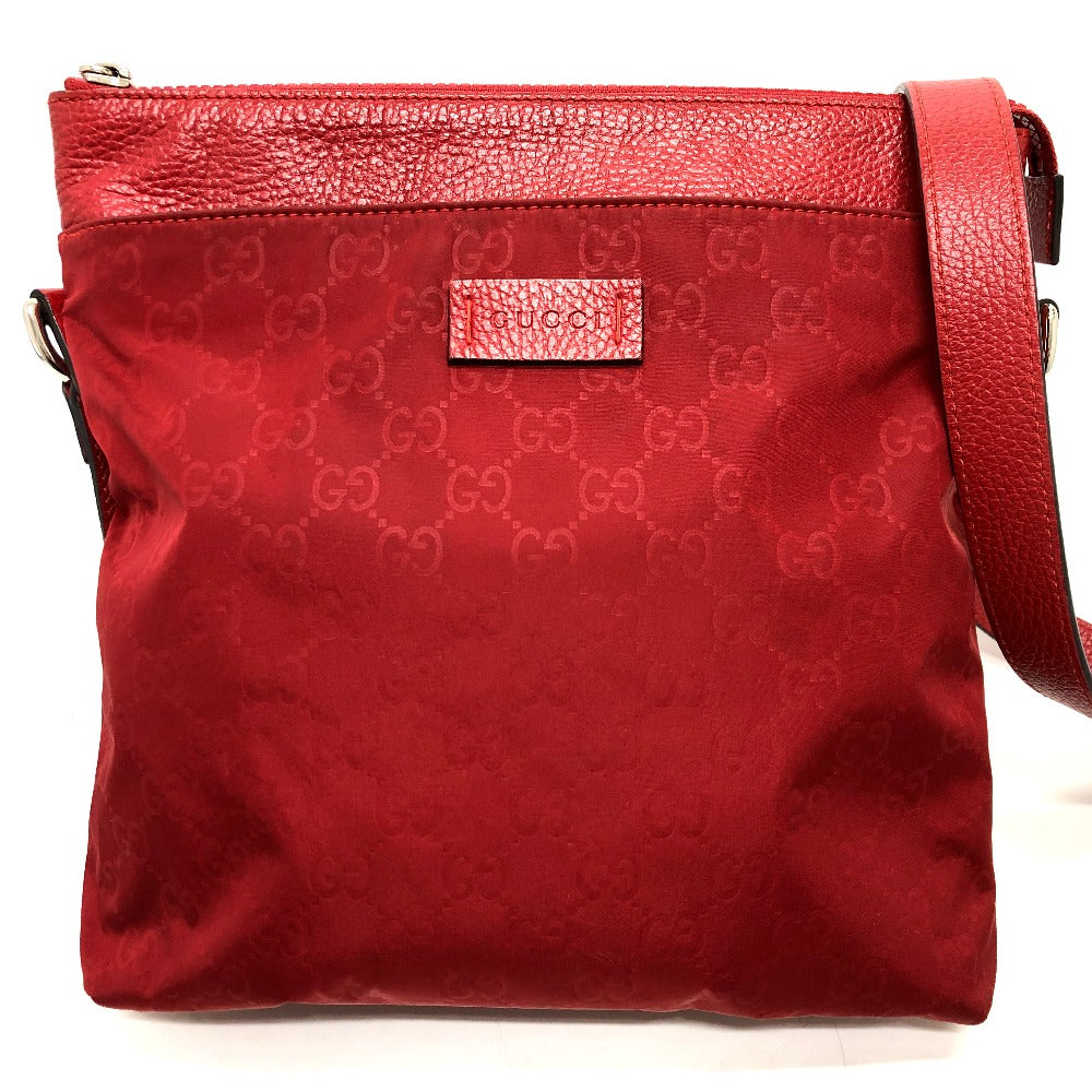 GUCCI 510342 GG Shoulder Bag in Nylon/Leather, Red, for Women