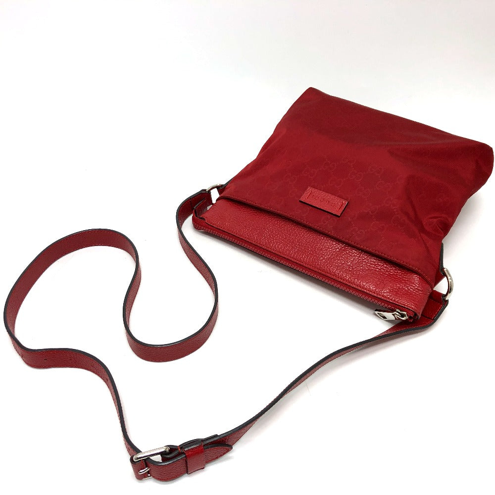 GUCCI 510342 GG Shoulder Bag in Nylon/Leather, Red, for Women