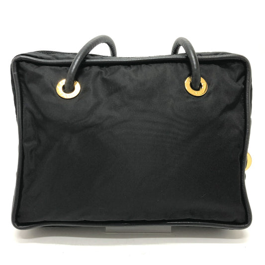 CELINE Circle Logo Vintage Shoulder Bag in Nylon/Leather, Black