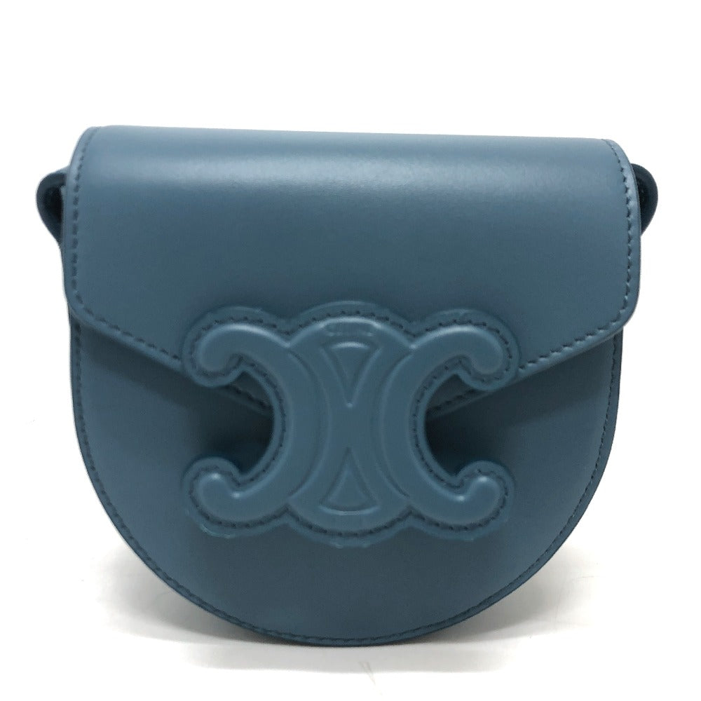 CELINE Triomphe Mini Besas Cuir Shoulder Bag in Leather, Blue