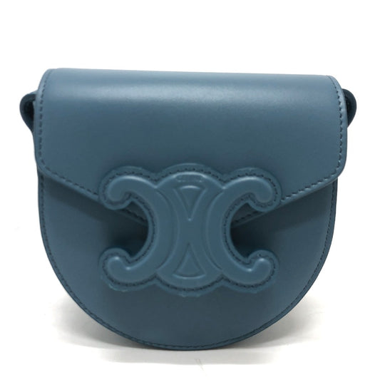 CELINE Triomphe Mini Besas Cuir Shoulder Bag in Leather, Blue