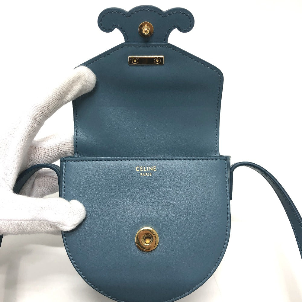CELINE Triomphe Mini Besas Cuir Shoulder Bag in Leather, Blue