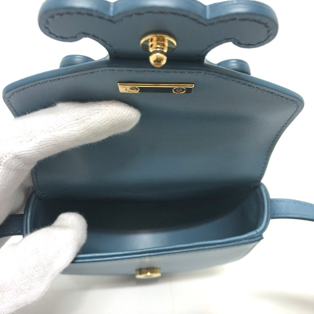 CELINE Triomphe Mini Besas Cuir Shoulder Bag in Leather, Blue