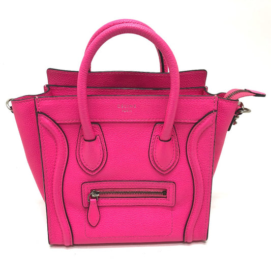 CELINE 18924 Luggage Mini Shopper Bag, 2-Way Handbag, Leather, Women's, Pink