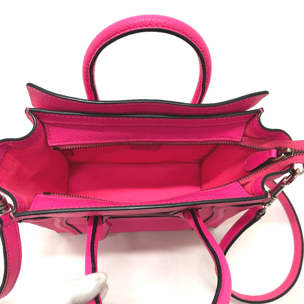 CELINE 18924 ラゲージ ミニショッパー カバン 2WAY ハンドバッグ レザー レディース ピンク