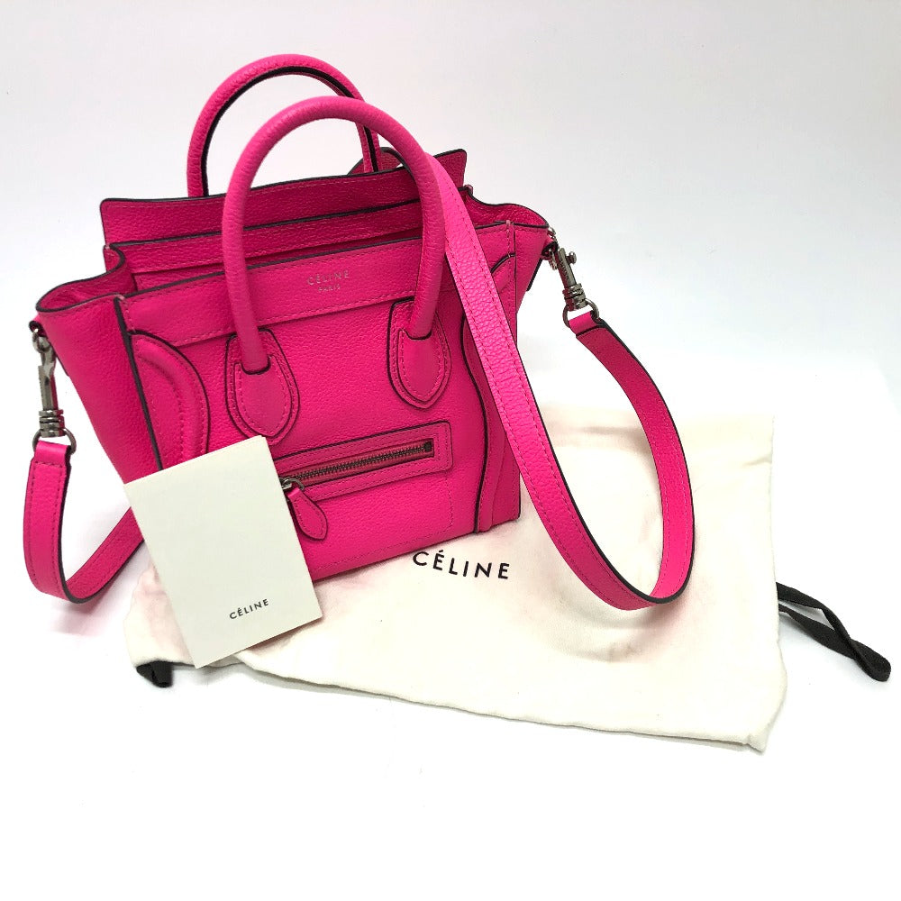 CELINE 18924 ラゲージ ミニショッパー カバン 2WAY ハンドバッグ レザー レディース ピンク
