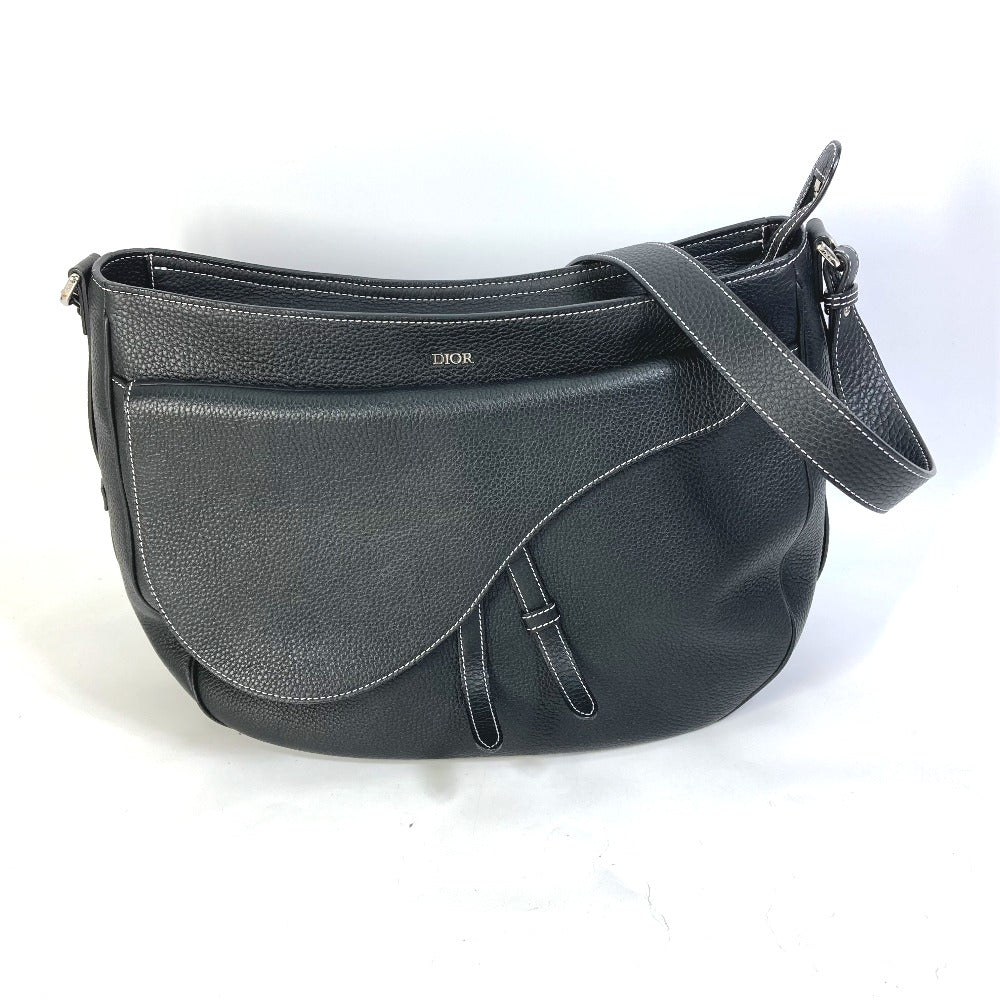 Dior 1ADHO023UL Oblique Saddle Soft Bag, Crossbody Bag, Leather, Women's, Black