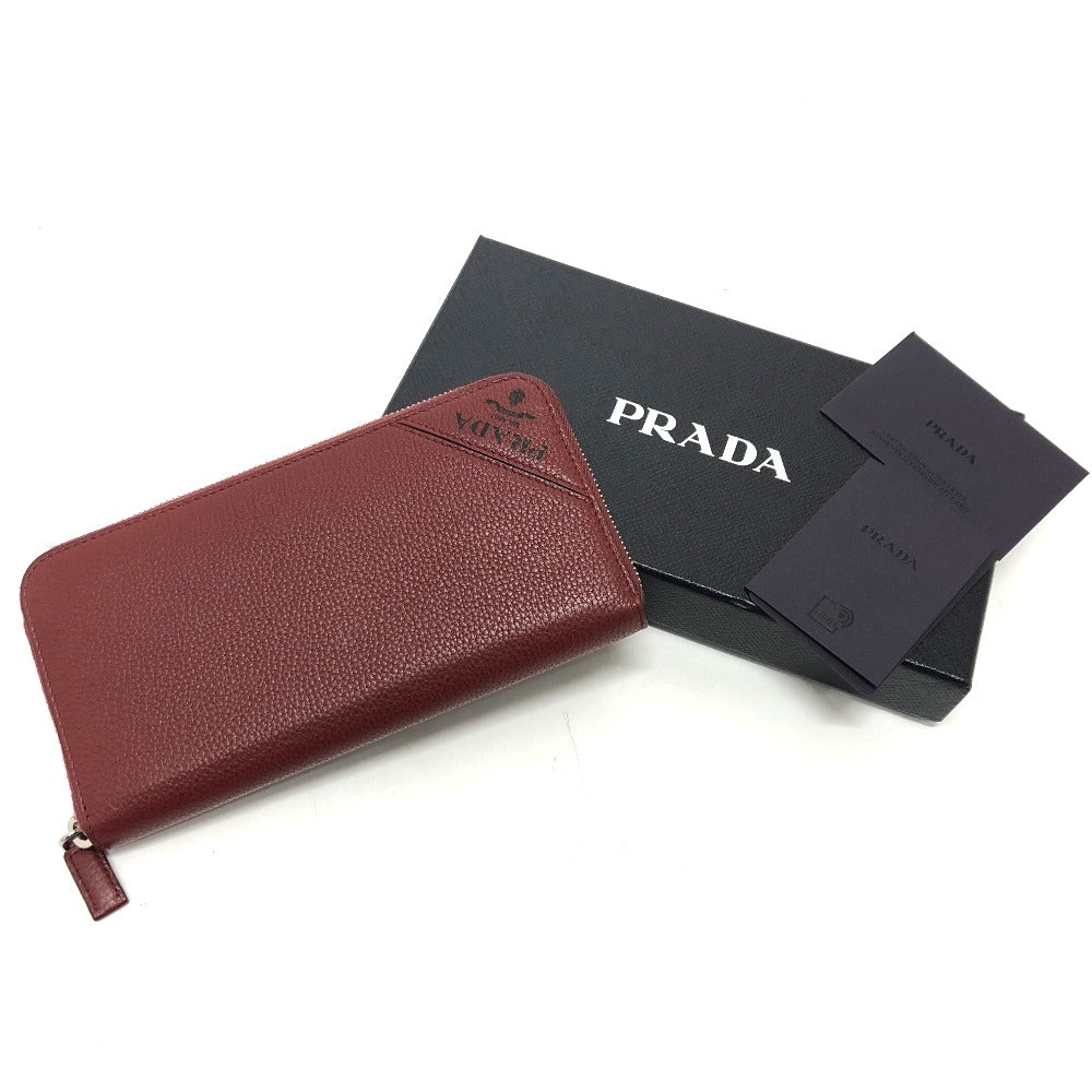PRADA 2ML317 Logo Gradient Round Zip Wallet, Leather, Men's, Red