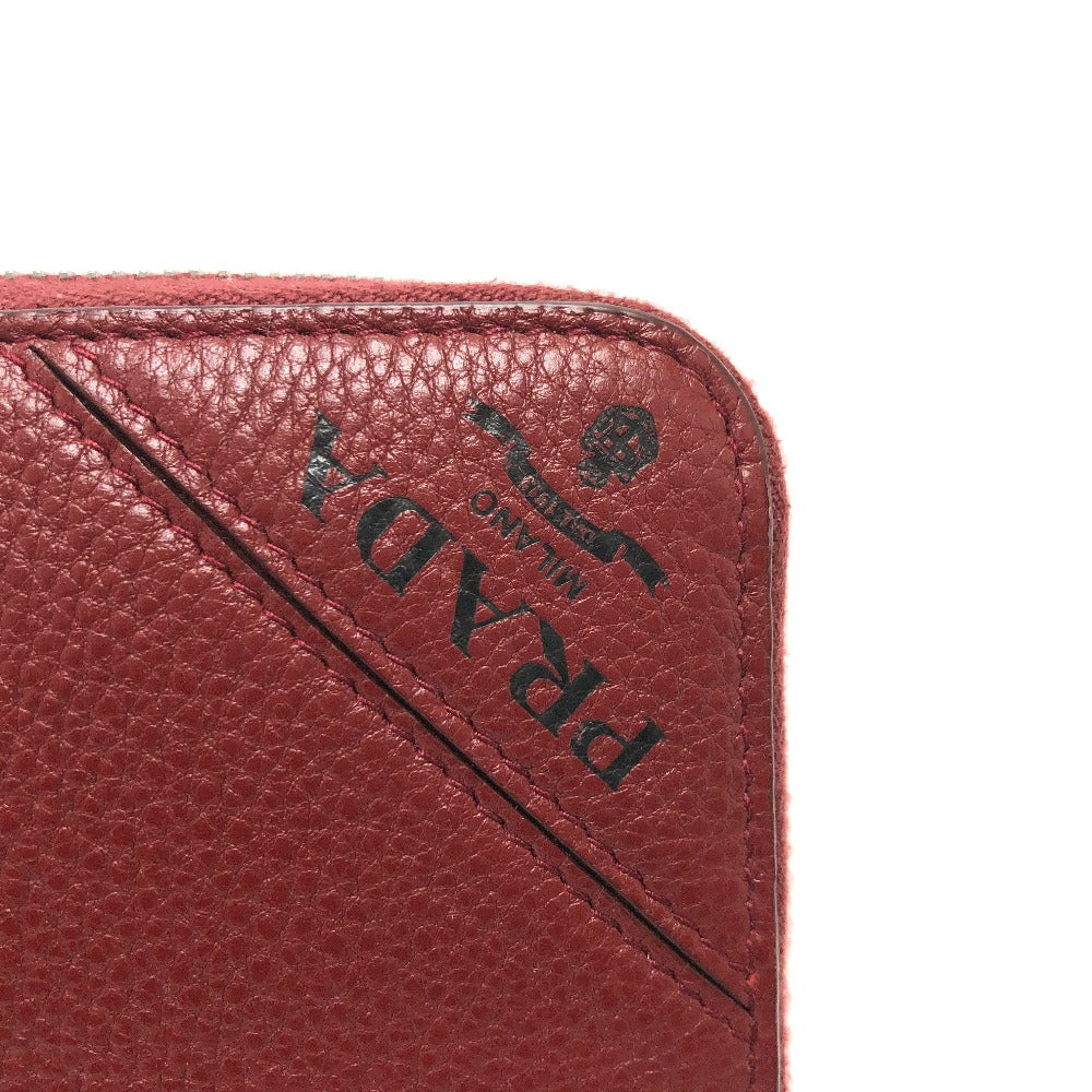 PRADA 2ML317 Logo Gradient Round Zip Wallet, Leather, Men's, Red