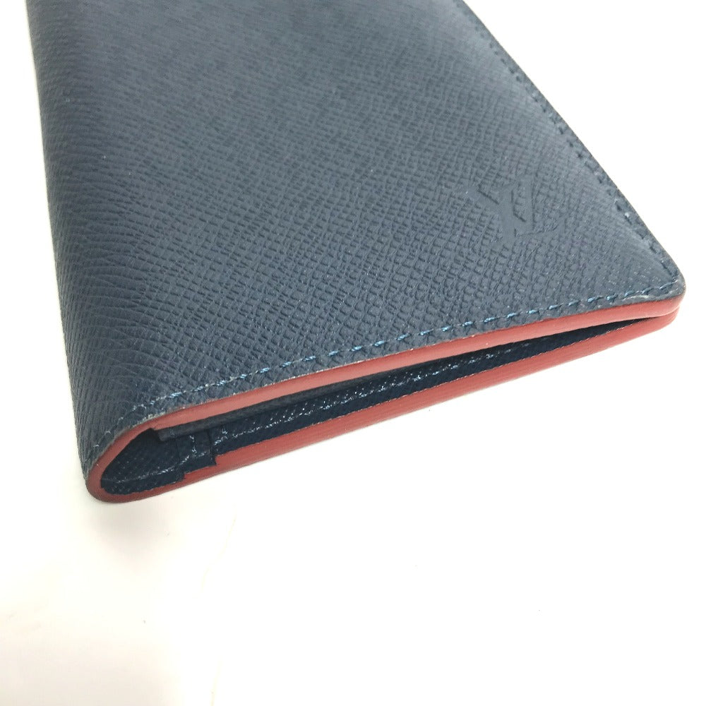 LOUIS VUITTON M30662 Taiga Portefeuille Brazza Long Wallet, Bifold, Taiga Leather, Men's, Ocean Blue