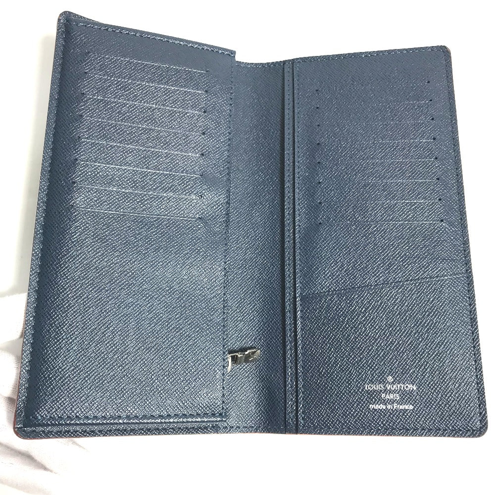 LOUIS VUITTON M30662 Taiga Portefeuille Brazza Long Wallet, Bifold, Taiga Leather, Men's, Ocean Blue