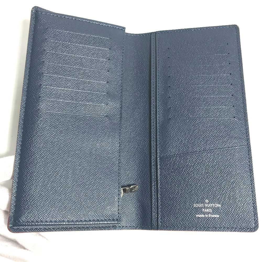 LOUIS VUITTON M30662 Taiga Portefeuille Brazza Long Wallet, Bifold, Taiga Leather, Men's, Ocean Blue