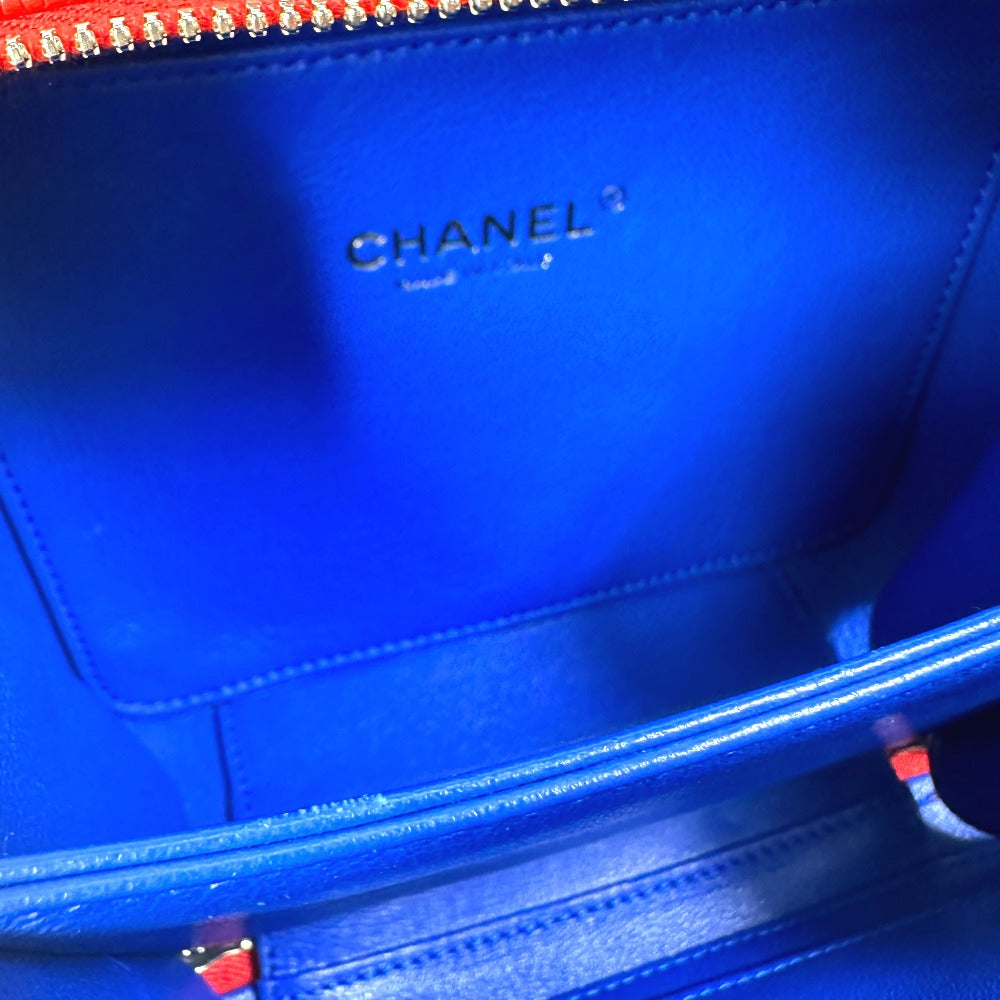 CHANEL A93342 Coco Mark CC Filigree Vanity Bag, Tricolor Caviar Leather Shoulder Bag, Red