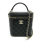 CHANEL AS2362 Coco Mark CC Matelasse Quilted 2-Way Chain Bag, Shoulder Bag, Handbag, Vanity Bag, Caviar Skin, Women's, Black
