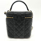 CHANEL AS2362 Coco Mark CC Matelasse Quilted 2-Way Chain Bag, Shoulder Bag, Handbag, Vanity Bag, Caviar Skin, Women's, Black