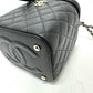 CHANEL AS2362 Coco Mark CC Matelasse Quilted 2-Way Chain Bag, Shoulder Bag, Handbag, Vanity Bag, Caviar Skin, Women's, Black