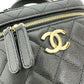 CHANEL AS2362 Coco Mark CC Matelasse Quilted 2-Way Chain Bag, Shoulder Bag, Handbag, Vanity Bag, Caviar Skin, Women's, Black