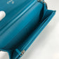 CHANEL 2.55金具 マトラッセ キルティング チェーンウォレット 長財布 斜め掛け ショルダーバッグ エナメル レディース ブルー系