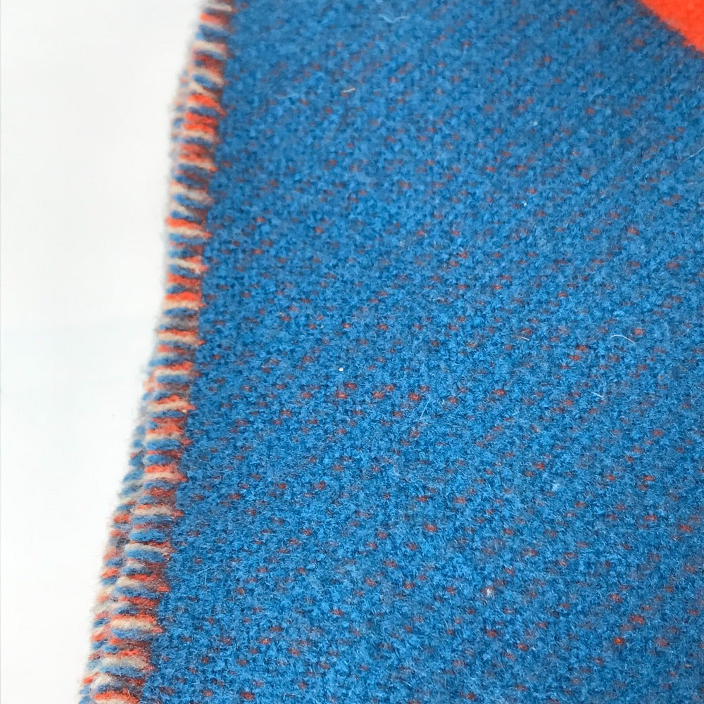 HERMES "Brides de Gala" Plaid Blanket, Fringe, Wool/Cashmere, Unisex, Orange