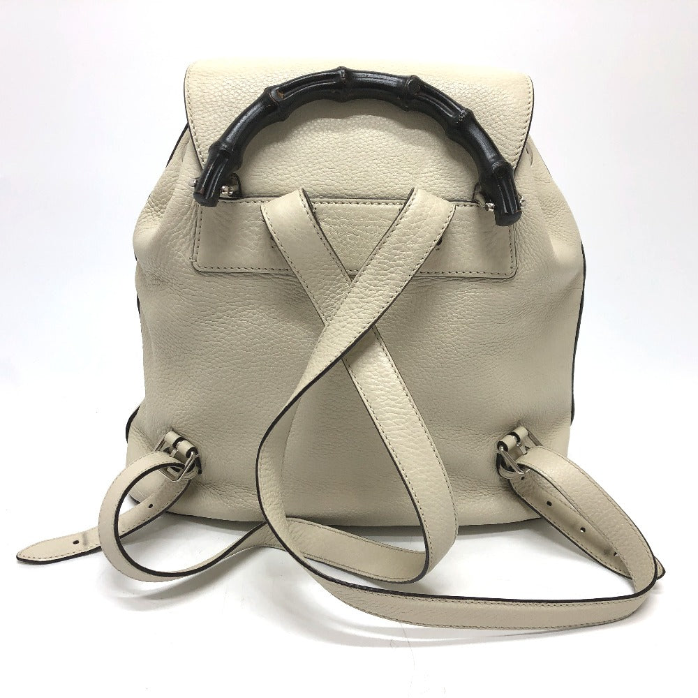 GUCCI 370833 バンブー バックパック カバン リュックサック レザー レディース ホワイト系