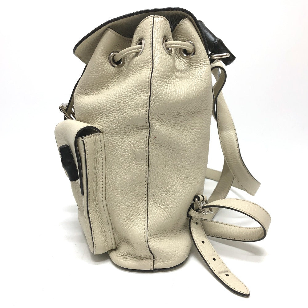 GUCCI 370833 バンブー バックパック カバン リュックサック レザー レディース ホワイト系