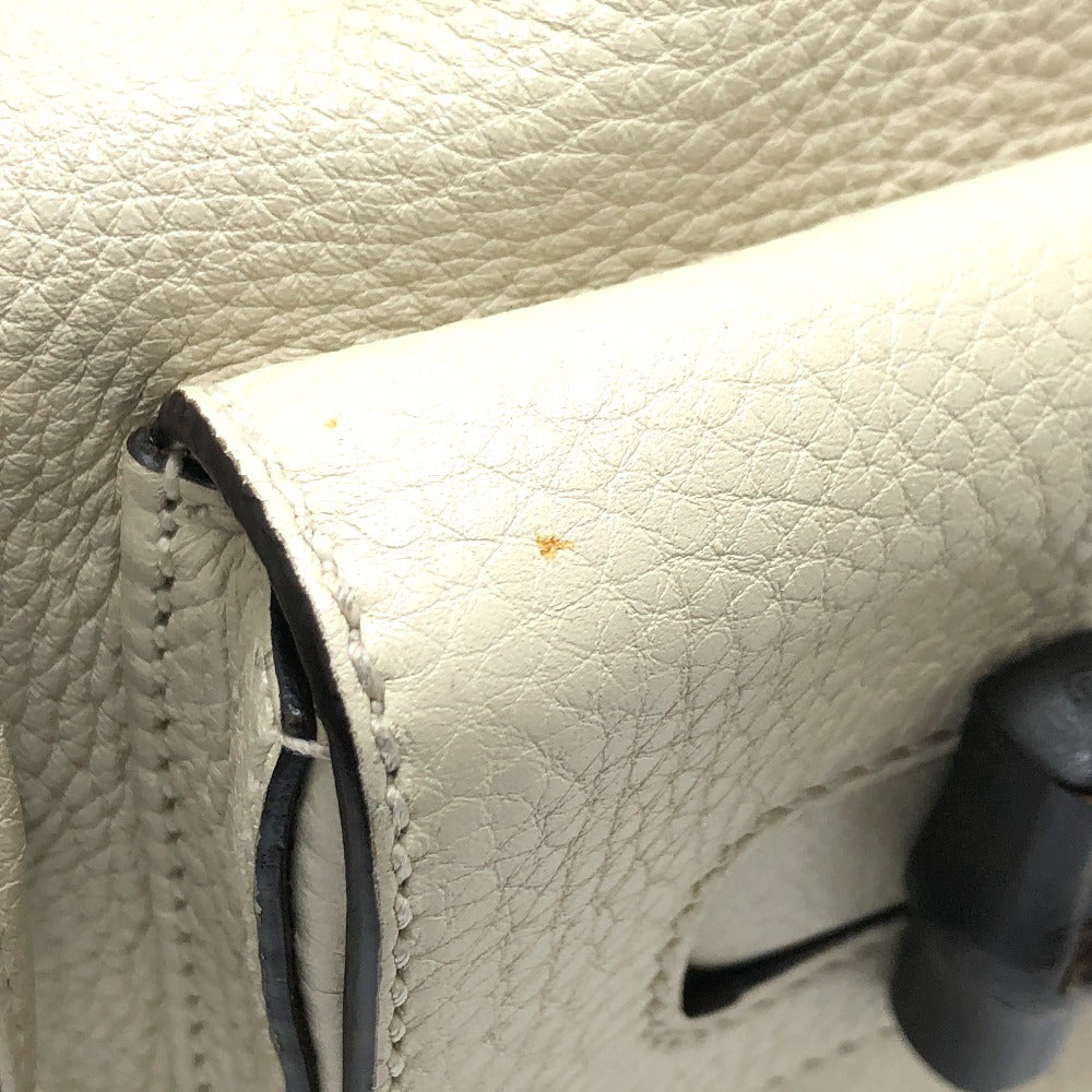GUCCI 370833 バンブー バックパック カバン リュックサック レザー レディース ホワイト系