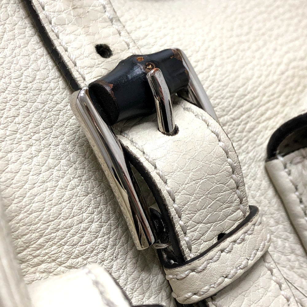 GUCCI 370833 バンブー バックパック カバン リュックサック レザー レディース ホワイト系