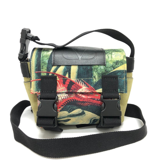 Valentino Garavani ポシェット ドラゴンモチーフ 斜め掛けバッグ カバン バッグ バック ショルダーバッグ キャンバス レディース グリーン