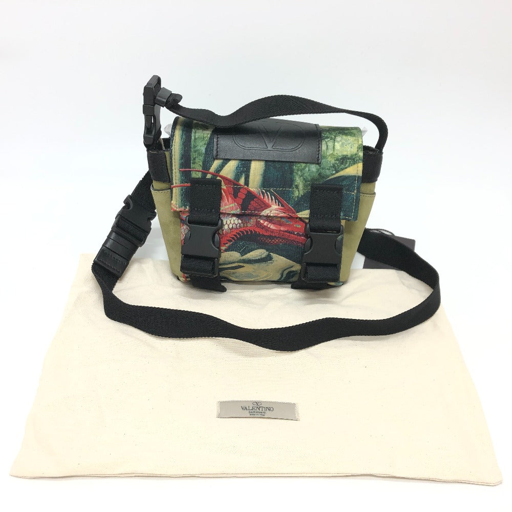 Valentino Garavani Dragon Motif Pochette, Crossbody Bag, Shoulder Bag, Canvas, Women's, Green