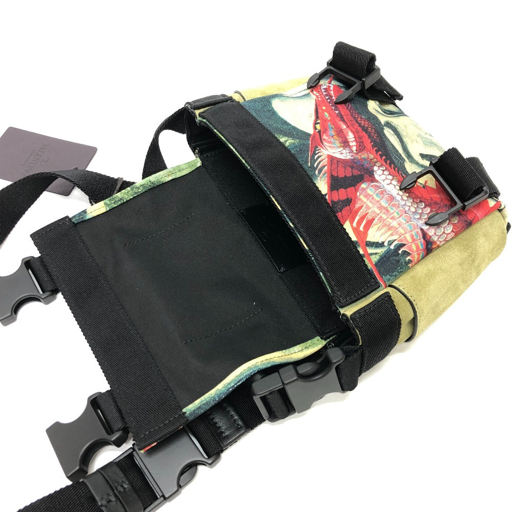 Valentino Garavani Dragon Motif Pochette, Crossbody Bag, Shoulder Bag, Canvas, Women's, Green