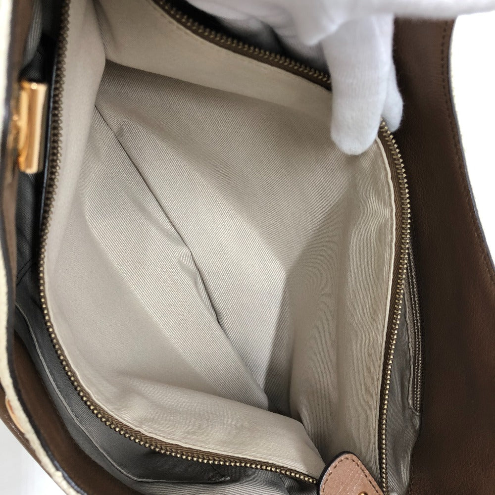Salvatore Ferragamo Gancini Shoulder Bag/Tote Bag in Beige Canvas/Leather for Men