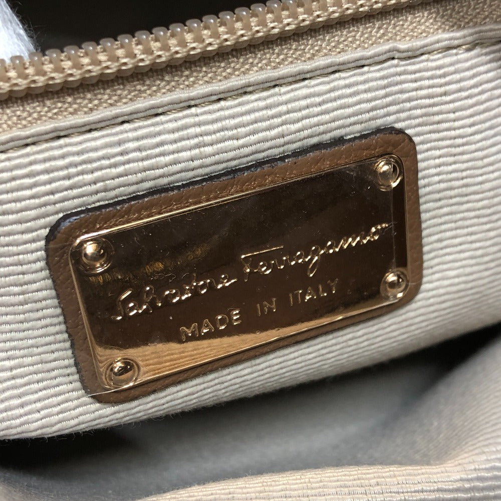 Salvatore Ferragamo Gancini Shoulder Bag/Tote Bag in Beige Canvas/Leather for Men