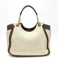 Salvatore Ferragamo Gancini Shoulder Bag/Tote Bag in Beige Canvas/Leather for Men