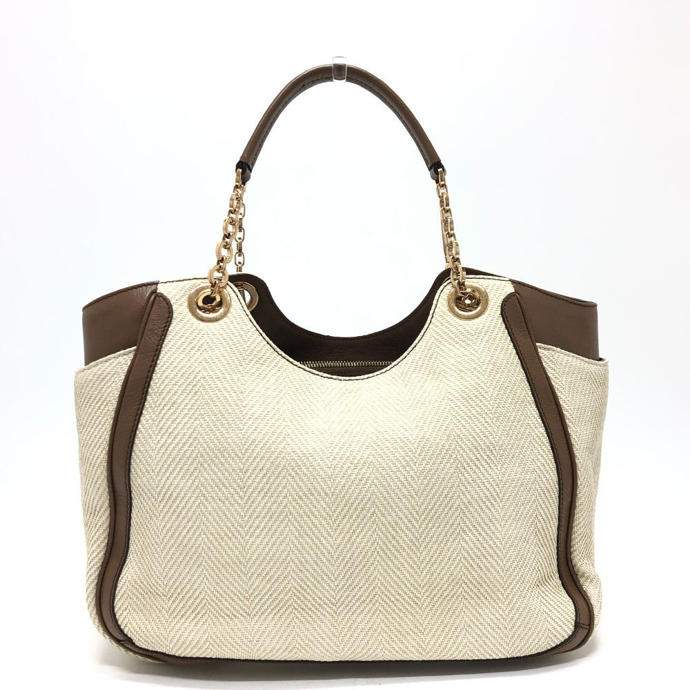 Salvatore Ferragamo Gancini Shoulder Bag/Tote Bag in Beige Canvas/Leather for Men