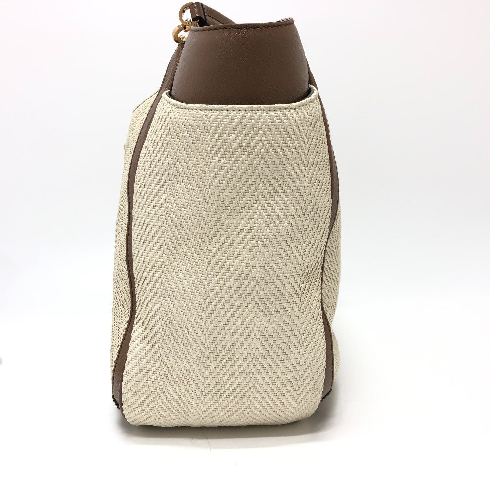 Salvatore Ferragamo Gancini Shoulder Bag/Tote Bag in Beige Canvas/Leather for Men