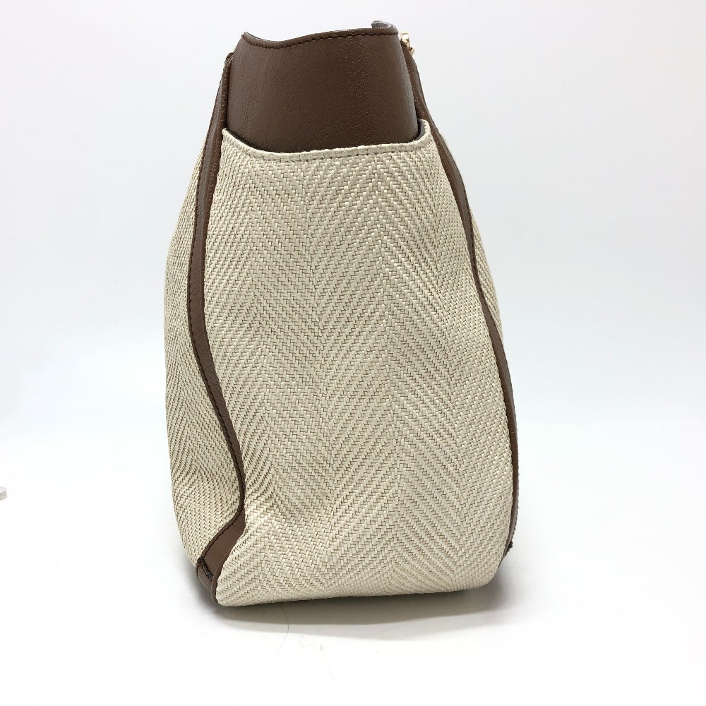 Salvatore Ferragamo Gancini Shoulder Bag/Tote Bag in Beige Canvas/Leather for Men