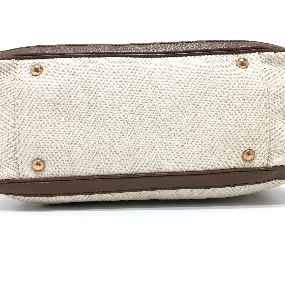 Salvatore Ferragamo Gancini Shoulder Bag/Tote Bag in Beige Canvas/Leather for Men