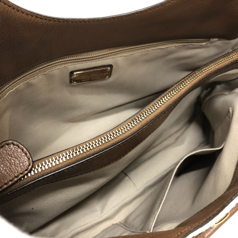 Salvatore Ferragamo Gancini Shoulder Bag/Tote Bag in Beige Canvas/Leather for Men