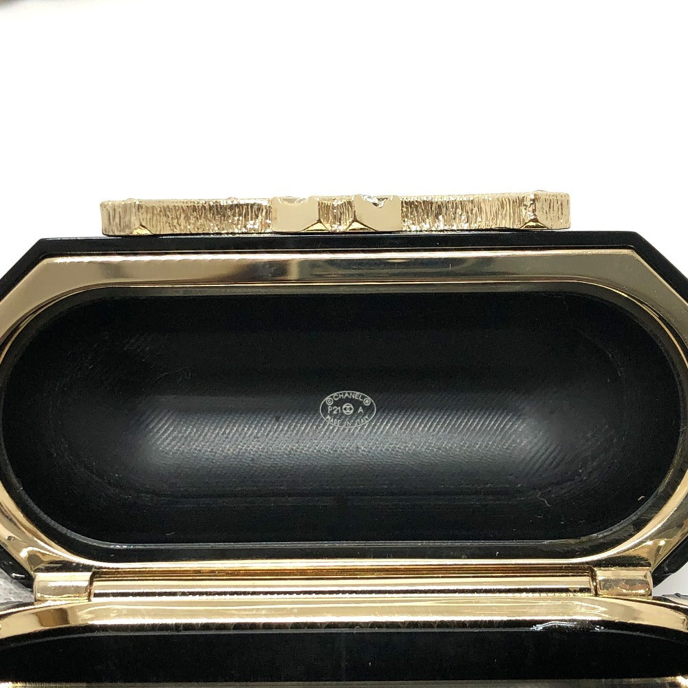 CHANEL AB6425 CC Coco Mark AirPods Pro Case, Apple Pearl Shoulder Bag, P21A Earphone Case, Plastic, Women's, Black