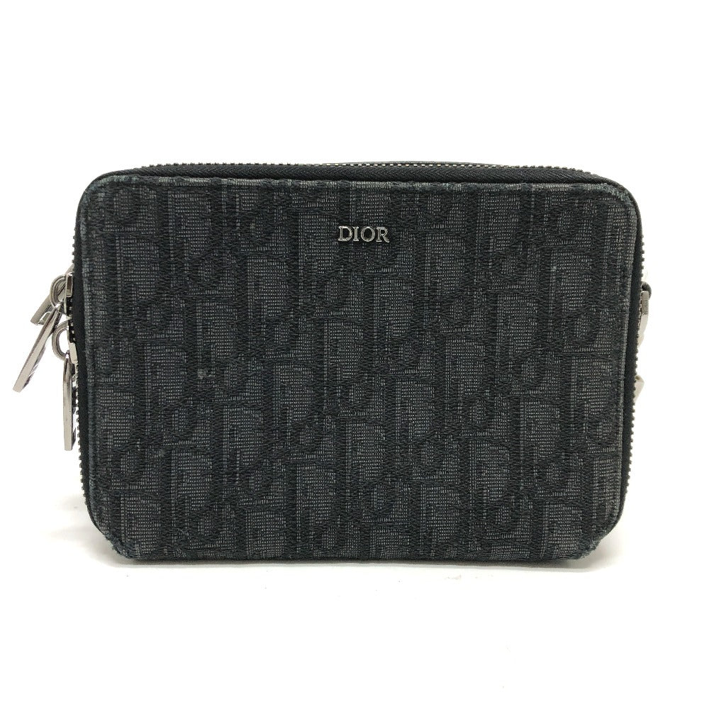 Dior 2ESBC119VPD Oblique Logo Messenger Pouch Bag, Crossbody Pochette Shoulder Bag, Canvas, Men's, Navy