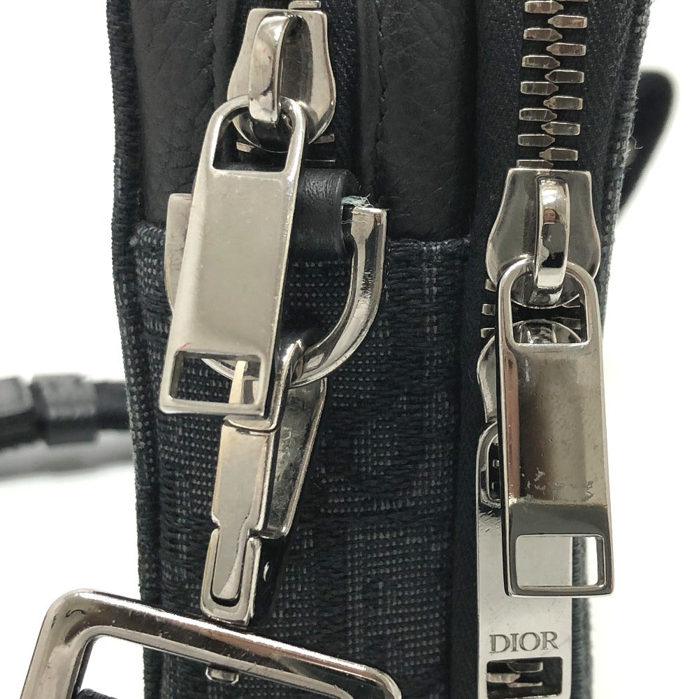 Dior 2ESBC119VPD Oblique Logo Messenger Pouch Bag, Crossbody Pochette Shoulder Bag, Canvas, Men's, Navy